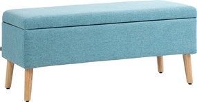 HOMCOM Ławka z miejscem do przechowywania, do 120 kg, w wyglądzie lnu, 110x39x45cm, Niebieska