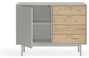 Szaro-naturalna niska komoda w dekorze dębu 108x80 cm Sierra – Teulat