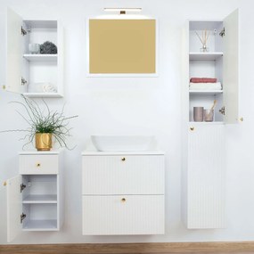 Szafka łazienkowa wisząca górna/boczna biała ryflowany front  30 x 25 cm UMBRIA white