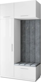 Masseno Garderoba REMA 120/240/60 cm Nowoczesna Szafa do Przedpokoju Biała, MONOLITH 85 (Szary)