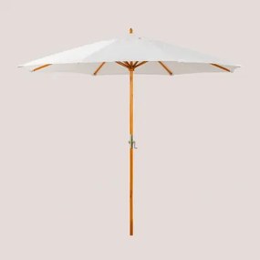 Parasol Ø290 Cm Z Tkaniny I Drewna Cretas Gardenia Biel - Sklum