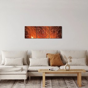Obraz ognia (z zegarem) (90x30 cm)