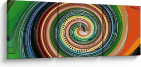Abstrakcyjny obraz - kolorowa spirala (z zegarem) (90x30 cm)