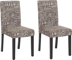 Krzesło do jadalni Littau (zestaw 2 sztuk),  tkanina z napisem, szary, ciemne nogi