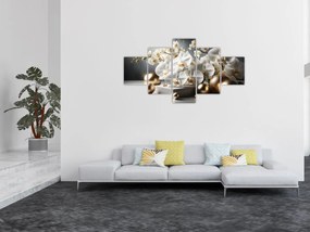 Obraz - Orchidea i złote kule (125x70 cm)