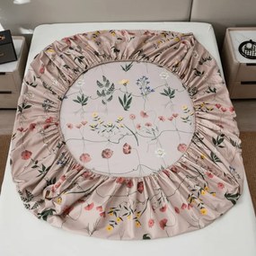 PrzytulneMieszkanie.pl Prześcieradło z mikrofibry HERBAR beżowe 90x200 cm