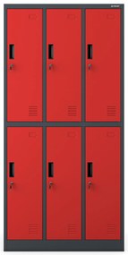 Szafka socjalna ubraniowa BHP 6-drzwiowa: IGOR, 900 x 1850 x 450 mm