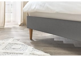 Antracytowe tapicerowane łóżko dwuosobowe ze stelażem 180x200 cm Sary – Bobochic Paris