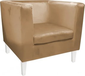Fotel Monaco tkanina Welur : Kolor nogi - Biała, Kolor tkaniny - VELVET - MG06, Wysokość nogi - 20 cm
