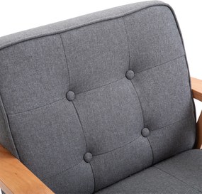 HOMCOM Fotel wypoczynkowy tapicerowany z podłokietnikami na drewnianym stelażu szary len 64x70x70 cm | Aosom PL