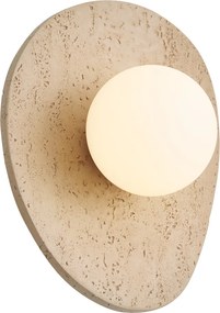 Lampa ścienna Japandi organiczna z naturalnego kamienia i opalowego szkła - Josie