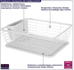 Klasyczny biały ociekacz kuchenny na naczynia Targenor 5X