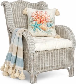 Szary fotel z naturalnego rattanu H1-P55