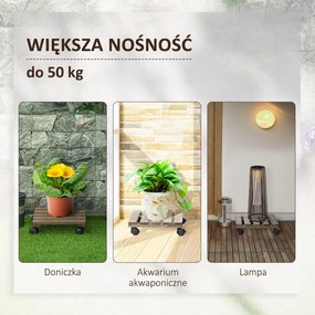 Outsunny zestaw 2 przenośnych stojaków na rośliny z litego drewna na kółkach z hamulcami idealne do domu i ogrodu Brązowy i Czarny | Aosom PL