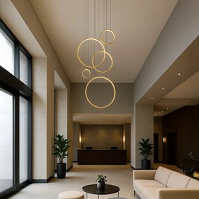 Lampa wisząca okręgi złota Saturno Gold 100W LED mezzanine
