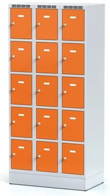 Alfa 3 Szafka skrytkowa S6 na cokole, 15 schowków, 1920 x 900 x 500 mm, zamek obrotowy, drzwi pomarańczowe