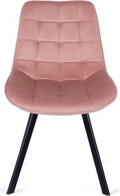 Krzesło Tapicerowane do Salonu RICK Różowe Welurowe Nowoczesne Loft
