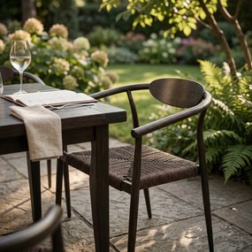 Krzesło Ogrodowe Ciemny brąz 56x61x75 cm Aluminium Plecione Brązowe Sznurki