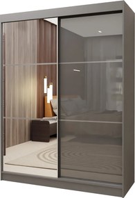 Szafa Przesuwna VITALE 150 cm z Lustrem Szafa Dwudrzwiowa Szara