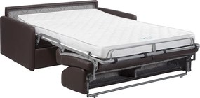 Kanapa 3-osobowa rozkładana typu express z czarnej ekoskóry z siedziskiem z pianki z pamięcią kształtu - Powierzchnia 140 cm - Materac 14 cm CALIFE