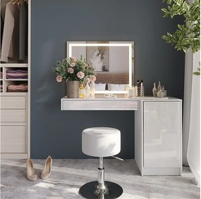 Stół do toalety biały/biały wysoki połysk 120x50.1x76 sherry