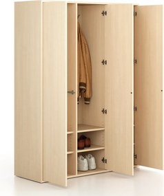 Szafka FRAME, 3 przedziały, 1299 x 450 x 1735 mm, PUSH-lock, brzoza