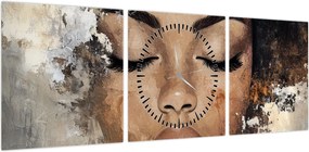 Obraz - Portret kobiety (z zegarem) (90x30 cm)