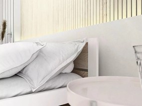Łóżko IKAROS DOUBLE 80 x 200 cm, białe/dąb sonoma Stelaż: Ze stelażem listwowym rolowanym, Materac: Materac Coco Maxi 20 cm