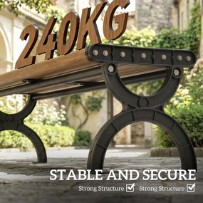 Outsunny Ławka 2-osobowa, ławka zewnętrzna z metalową ramą i siedziskiem z listew, meble tarasowe do ogrodu i na taras | Aosom PL