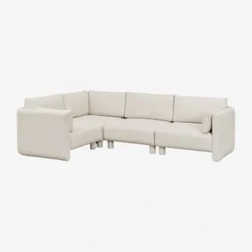 4-częściowa Narożna Sofa Modułowa Lewostronna W Tkaninie Bouclé Artemisa Tkanina Bouclé W Kolorze Kremowo-beżowym - Sklum