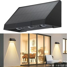 NETTLIFE Outdoor Solar Lights - Solarna lampa ścienna zewnętrzna, 3000K LED Outdoor Wall Lights, ciepła biel, 2 tryby