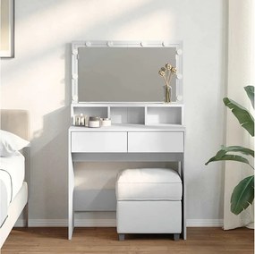 Toaletka z białym oświetleniem LED 80x41x134,5 cm dla optymalnej organizacji Twojego makijażu