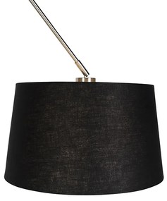 Lampa wisząca regulowana stal klosz lniany czarny 35cm - Blitz I Nowoczesny Oswietlenie wewnetrzne