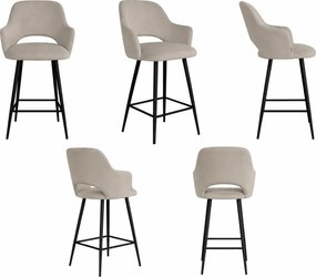 Hoker Milano krzesło barowe tkanina Welur podstawa metalowa : Kolor nogi - Czarna stożek, Kolor tkaniny - VELVET - MG09, Typ siedziska - Siedzisko obrotowe 360°
