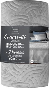 Szary aksamitny zestaw narzuty na łóżko i poszewki na poduszkę 240x260 cm Solange – douceur d'intérieur