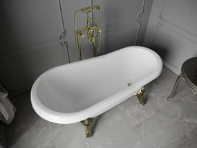 Mexen Retro wanna wolnostojąca 150 x 73 cm, biała, nogi złote - 53251507300-50