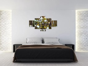 Obraz - Geometryczny kolaż na tle nordyckich lasów (125x70 cm)