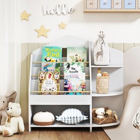 AIYAPLAY Regał dziecięcy z 7 półkami na książki i zabawki, zaokrąglone krawędzie, udźwig 40 kg, Biały