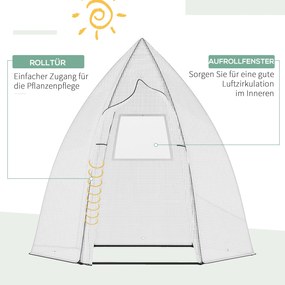 Outsunny Szklarnia Ochronna Przed Zimą, Miniszklarnia z Rolowanymi Drzwiami, Biała, 160 x 140 x 180 cm