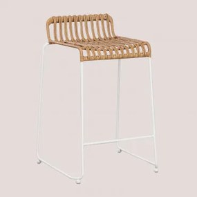 Wysoki Taboret Z Syntetycznego Rattanu Aroa ↑65 Cm & Biały - Sklum