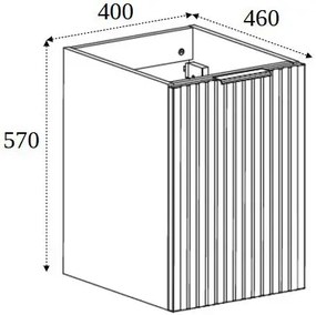 Szafka ryflowana pod umywalkę dąb craft złoty 40 cm E1-E59