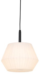 Nowoczesna lampa wisząca zewnętrzna czarna z białym kloszem 33 cm IP44 - Robbert