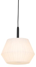 Zewnetrzna Nowoczesna lampa wisząca zewnętrzna czarna z białym kloszem 33 cm IP44 - Robbert Nowoczesny Oswietlenie zewnetrzne