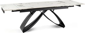 Stół Rozkładany Prostokątny LUIGI 160-240 cm Ceramiczny Biały Marmur/Czarny do Jadalni Loft