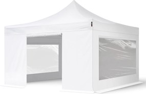 TOOLPORT 4x4 m Namiot Ekspresowy, PREMIUM Stal 40mm, ze ścianami bocznymi, okna panoramiczne, biały - (600105)