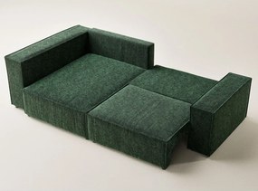 Ciemnozielony rozkładany/ze schowkiem narożnik z tkaniny szenilowej (lewostronny/w kształcie litery L) Tonga – Maison de Rêve