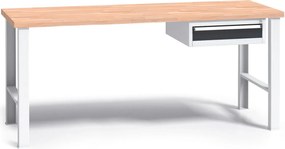 Profesjonalny stół warsztatowy G3 z drewnianym blatem roboczym, 1700 mm, 1x 1 szufladowy kontener, grafitowy