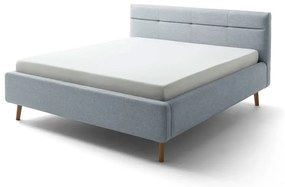 Szaroniebieskie tapicerowane łóżko dwuosobowe ze schowkiem i stelażem 160x200 cm Lotte – Meise Möbel