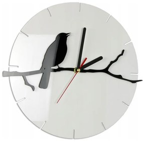 Zegar ścienny okrągły z cichym mechanizmem na ścianę akrylowy z ptakiem