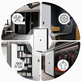 Szafa biurowa metalowa na akta antracytowo-biała JAN II, 1150 x 1850 x 400 mm